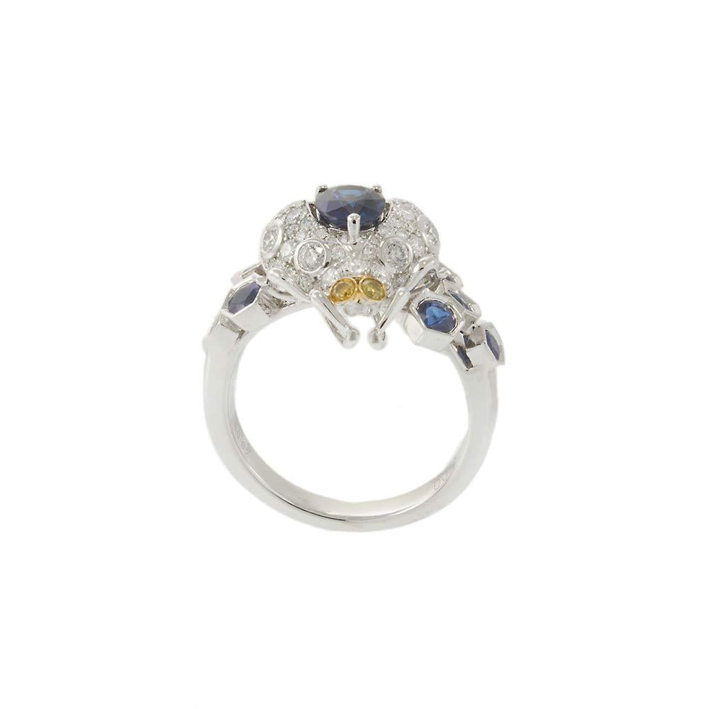14KT White Gold Diamond and Sapphire "Fly" Ring