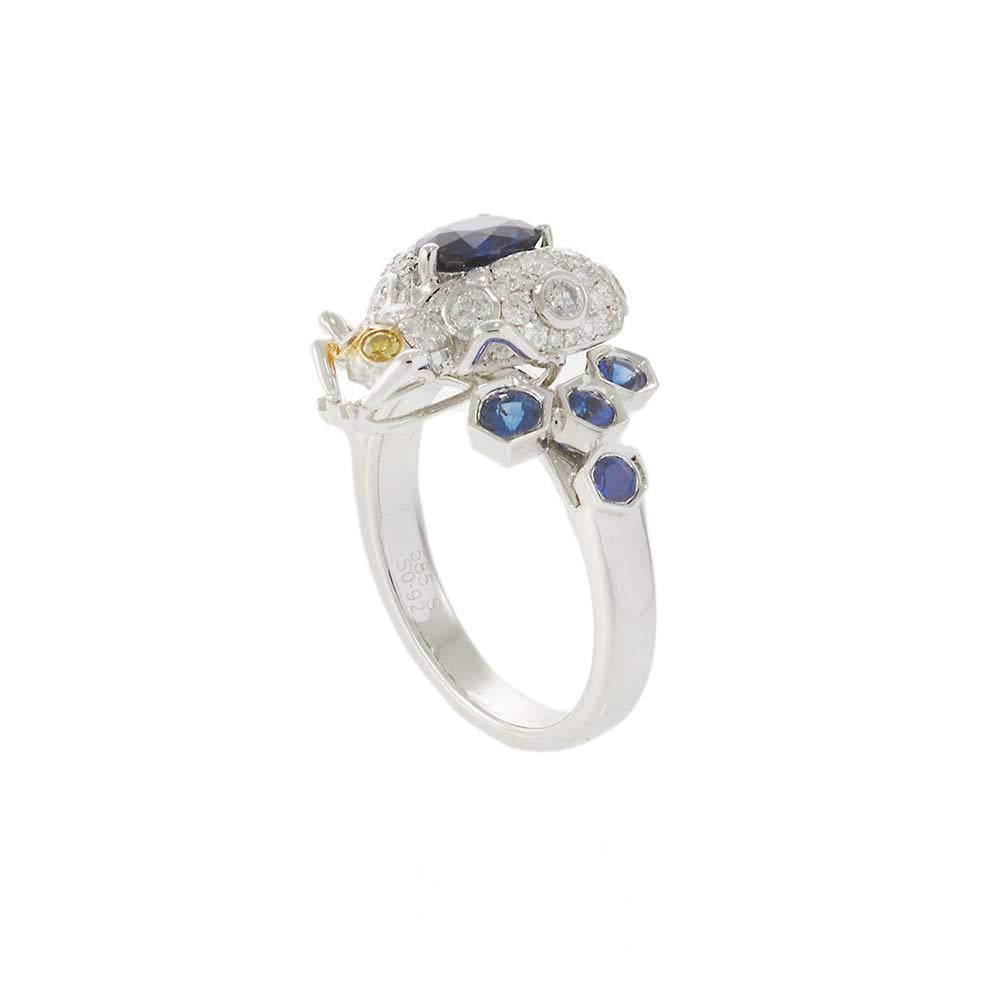 14KT White Gold Diamond and Sapphire "Fly" Ring