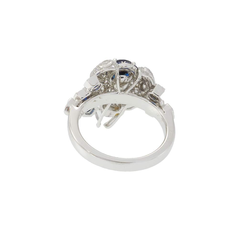 14KT White Gold Diamond and Sapphire "Fly" Ring