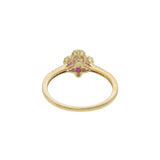 14KT Yellow Gold Ruby Clover Flower and Diamond Accent Ring