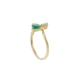 14KT Yellow Gold Pear-Shaped Emerald & Diamond Fancy Petal Ring