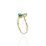 14KT Yellow Gold Pear-Shaped Emerald & Diamond Fancy Petal Ring