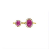 14KT Yellow Gold Oval Ruby and Diamond Fancy Ring