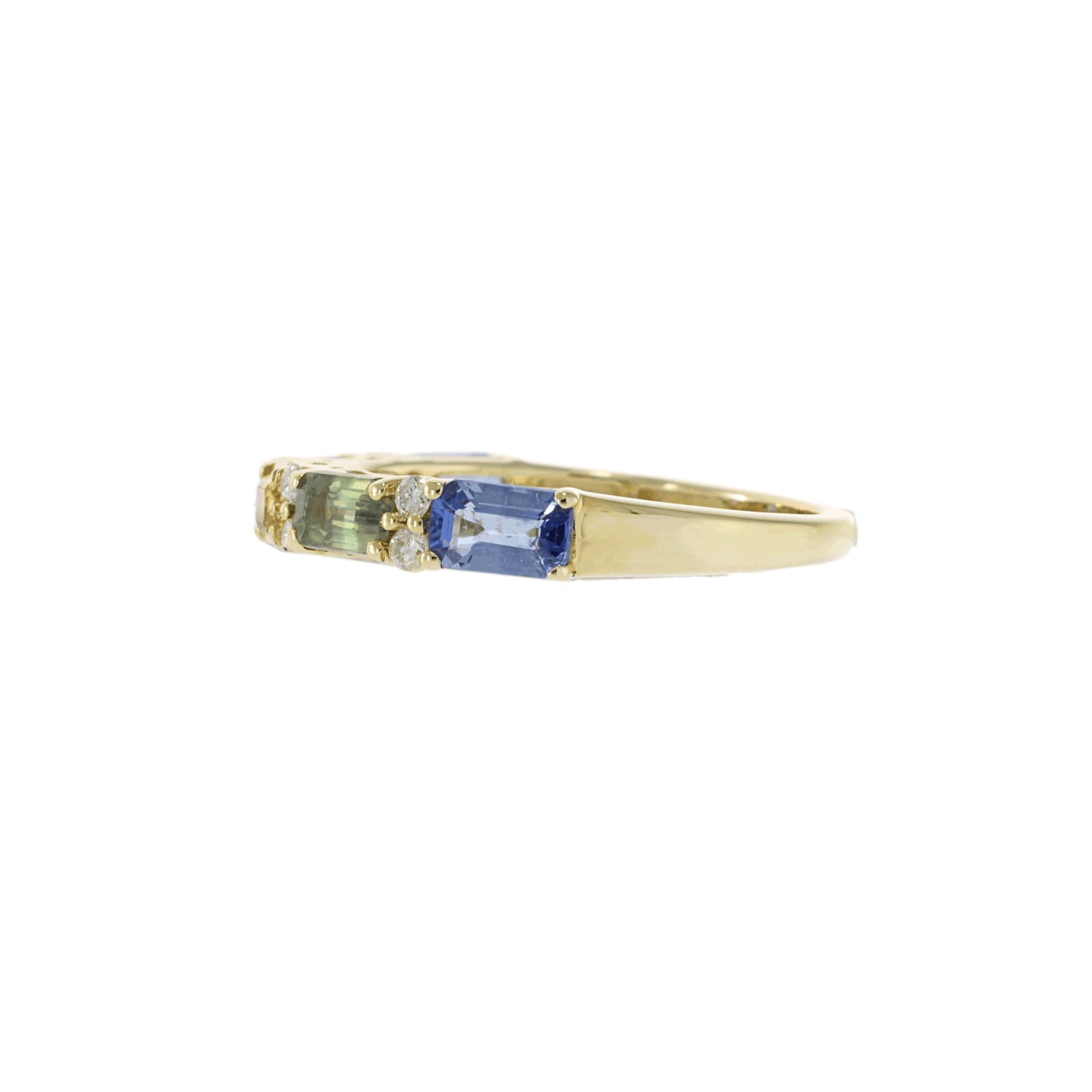 Multi-Color Sapphire and Diamond Ring in 14KT Yellow Gold