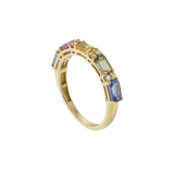 Multi-Color Sapphire and Diamond Ring in 14KT Yellow Gold