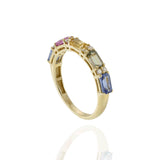 Multi-Color Sapphire and Diamond Ring in 14KT Yellow Gold