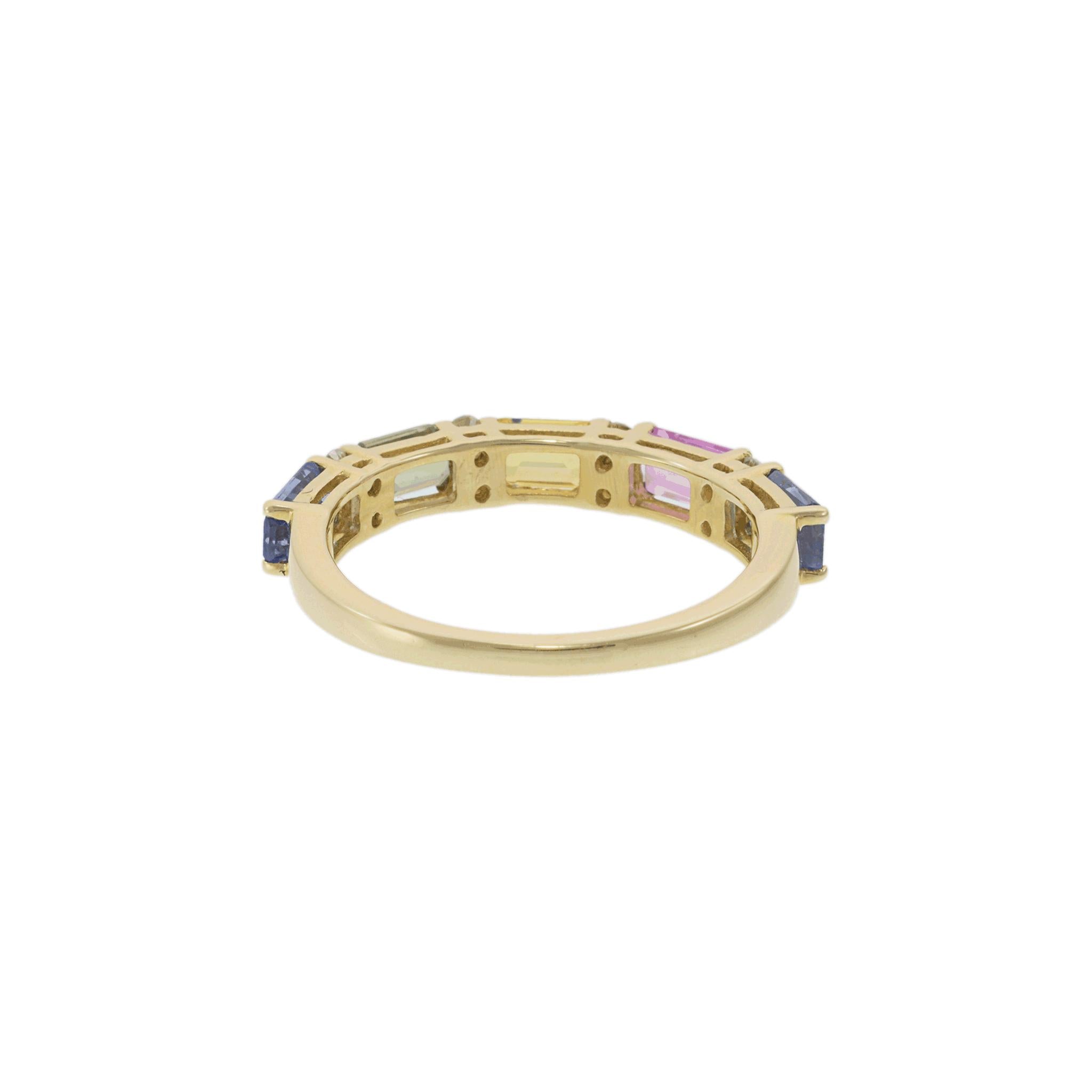 Multi-Color Sapphire and Diamond Ring in 14KT Yellow Gold