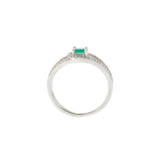 14KT White Gold Emerald and Diamond Split-Shank Ring