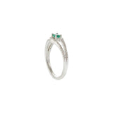 14KT White Gold Emerald and Diamond Split-Shank Ring