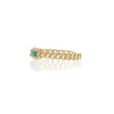 14KT Yellow Gold Emerald & Diamond Chain-Link Ring