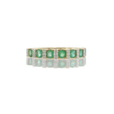 14KT Yellow Gold Emerald and Diamond Alternating Ring