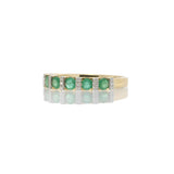 14KT Yellow Gold Emerald and Diamond Alternating Ring