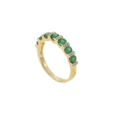 14KT Yellow Gold Emerald and Diamond Alternating Ring