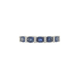 14KT White Gold Sapphire and Diamond Alternating Ring