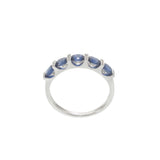 14KT White Gold Sapphire and Diamond Alternating Ring