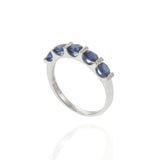 14KT White Gold Sapphire and Diamond Alternating Ring