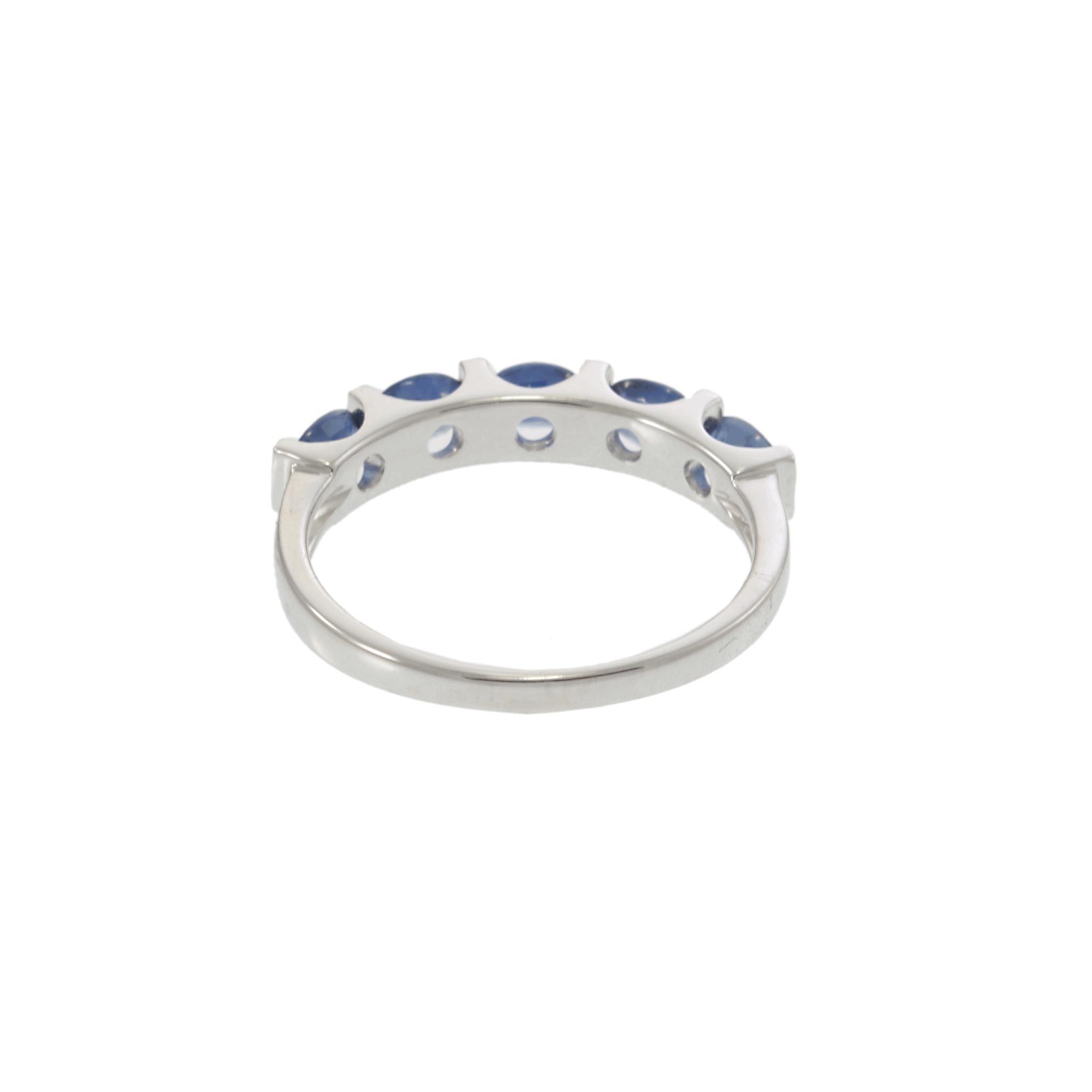 14KT White Gold Sapphire and Diamond Alternating Ring