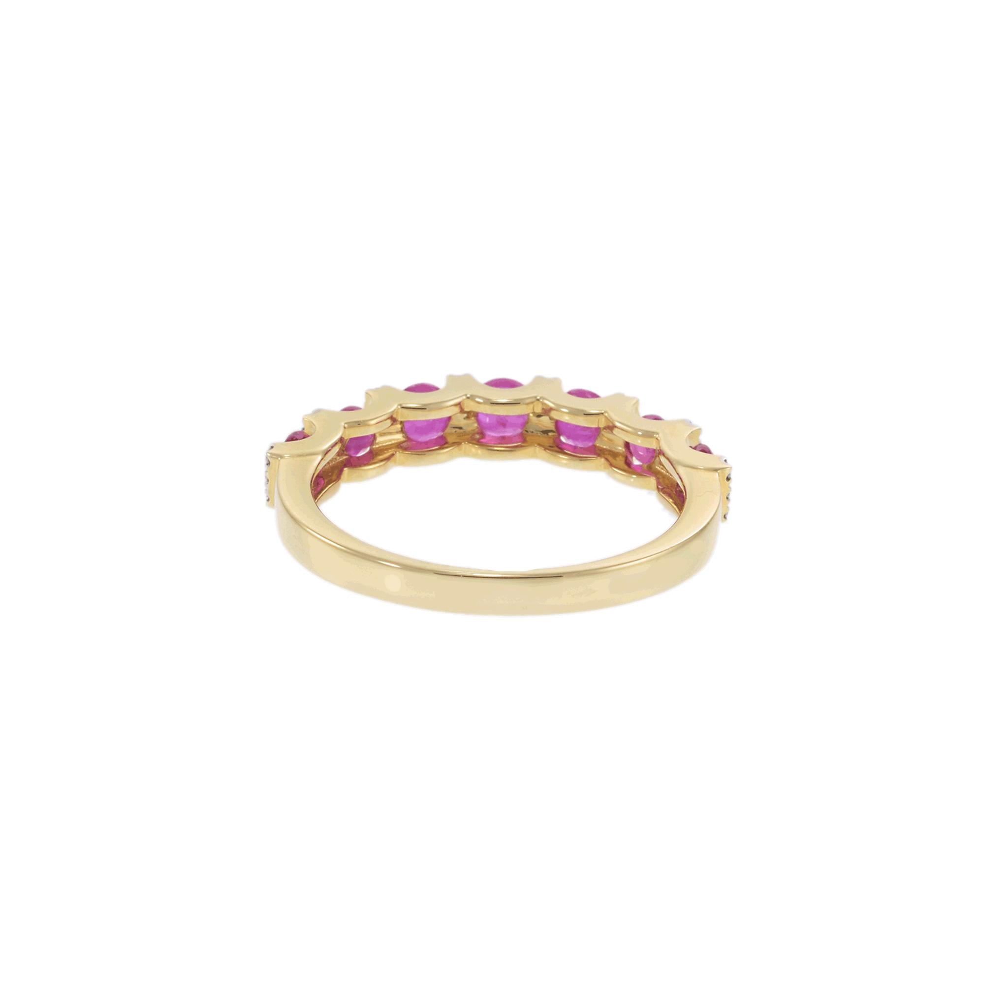 14KT Yellow Gold Ruby and Diamond Alternating Ring