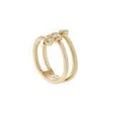 Finger Wrap Ring with Baguette and Pear Shaped Diamonds in 14K Yellow Gold