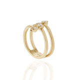 Finger Wrap Ring with Baguette and Pear Shaped Diamonds in 14K Yellow Gold