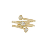 Finger Wrap Ring with Oval and Pear Shaped Diamonds in 14K Yellow Gold