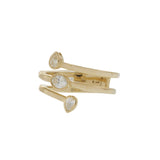 Finger Wrap Ring with Oval and Pear Shaped Diamonds in 14K Yellow Gold