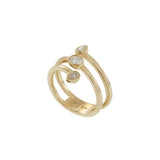 Finger Wrap Ring with Oval and Pear Shaped Diamonds in 14K Yellow Gold