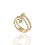 Finger Wrap Ring with Oval and Pear Shaped Diamonds in 14K Yellow Gold