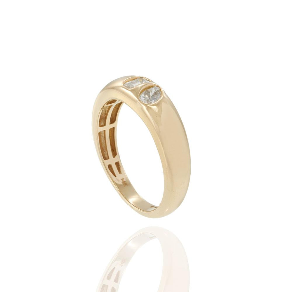 14KT Yellow Gold Bezel-Set Pear and Emerald Cut Diamond Band