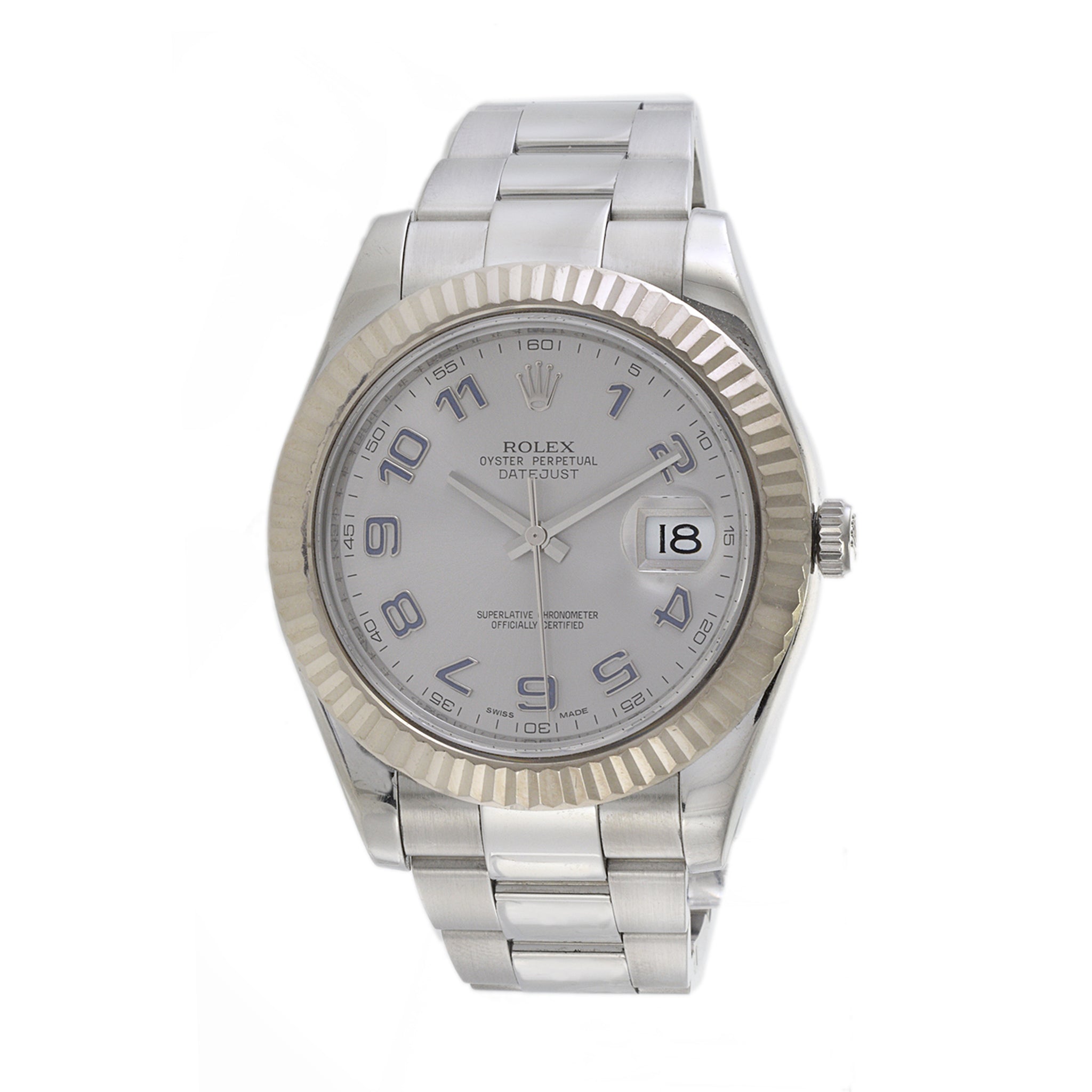 Rolex 41mm Datejust Reference 116334 Stainless Steel and White Gold