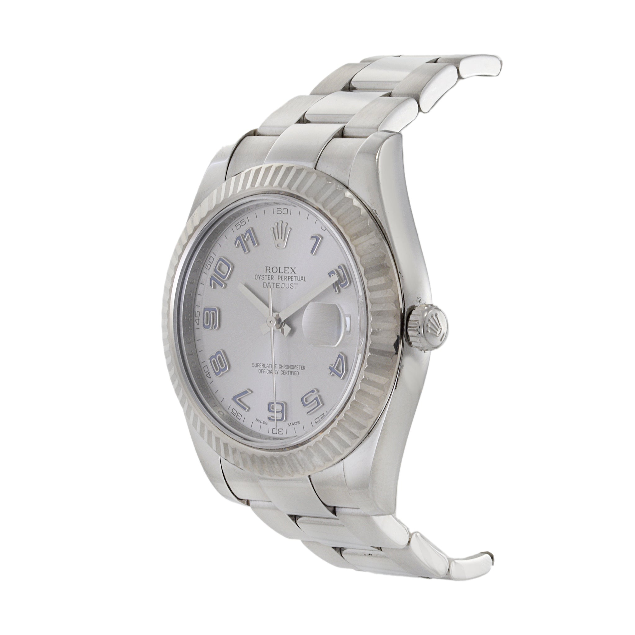 Rolex 41mm Datejust Reference 116334 Stainless Steel and White Gold