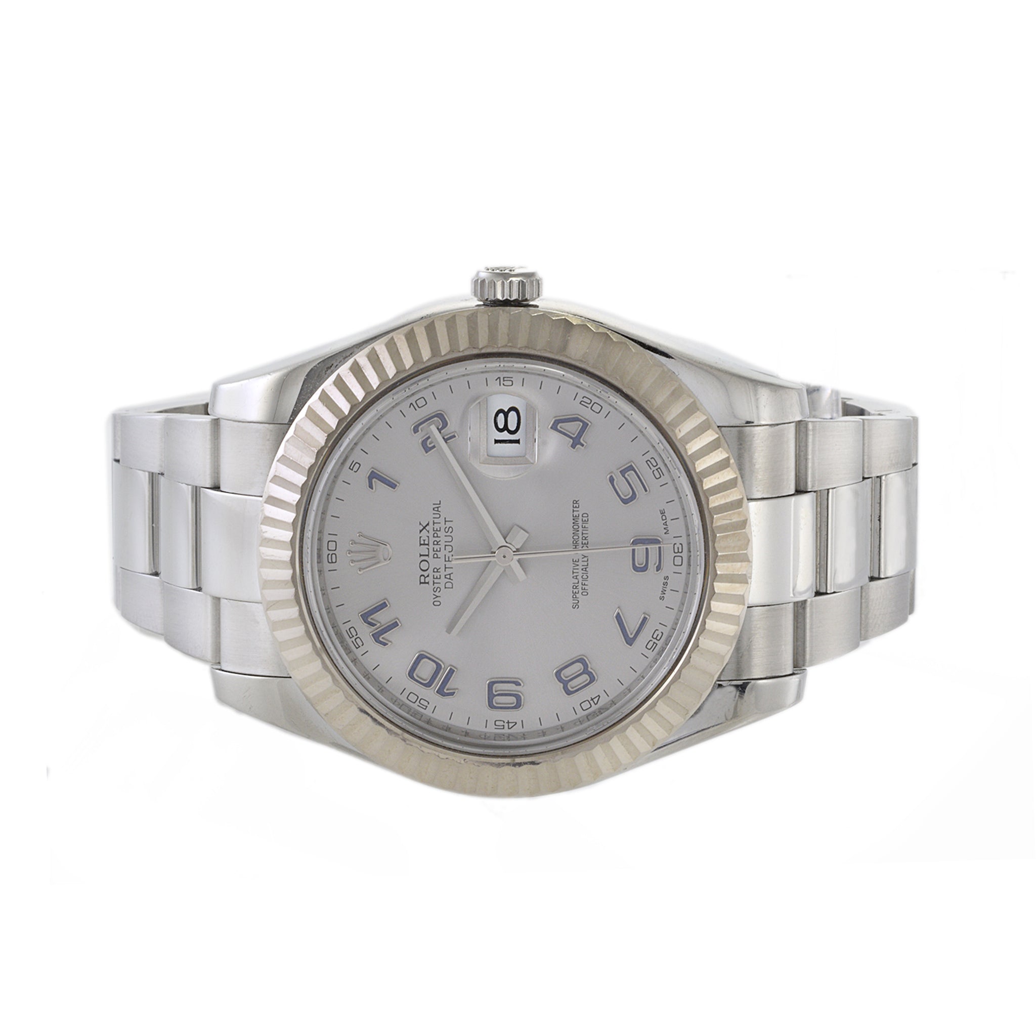 Rolex 41mm Datejust Reference 116334 Stainless Steel and White Gold