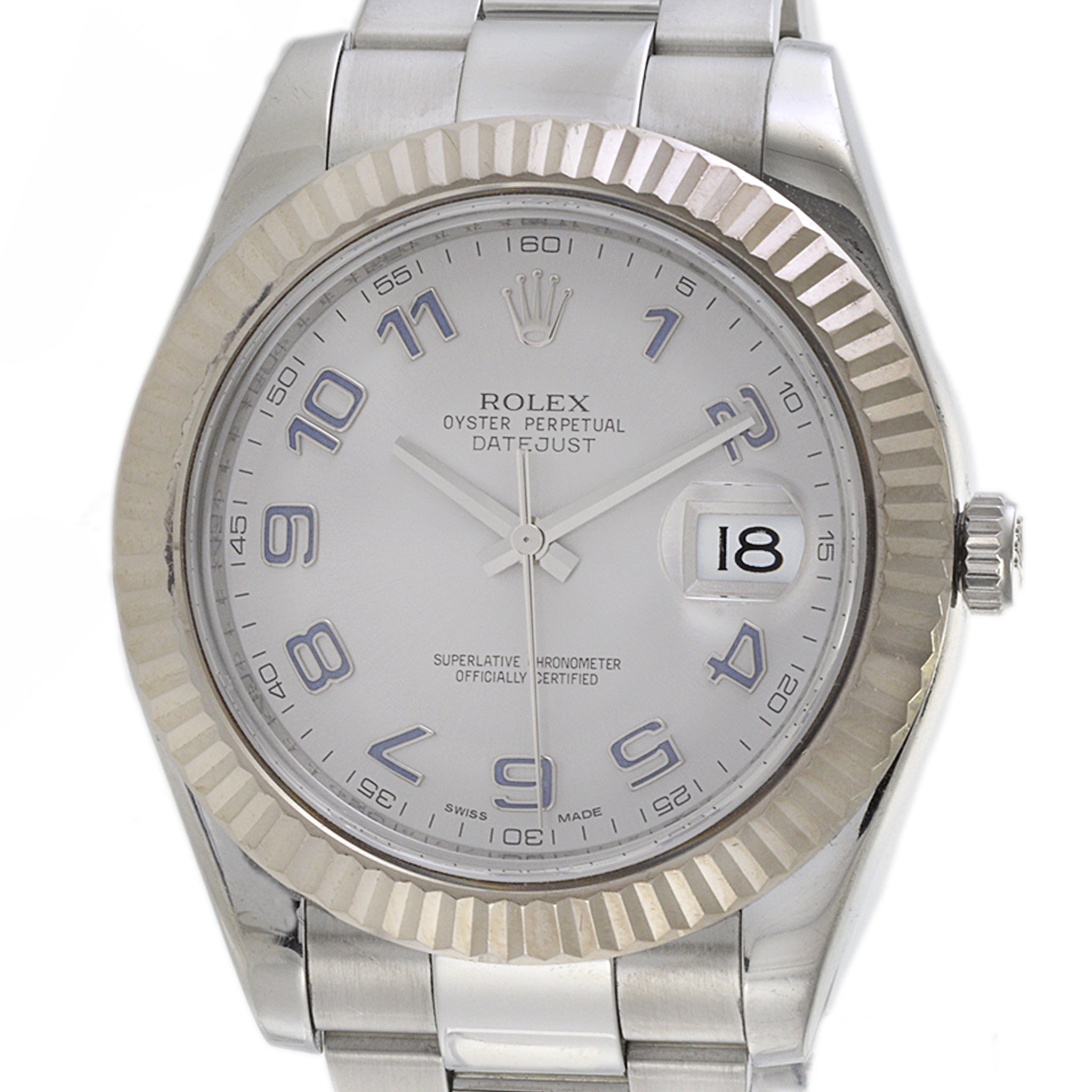 Rolex 41mm Datejust Reference 116334 Stainless Steel and White Gold