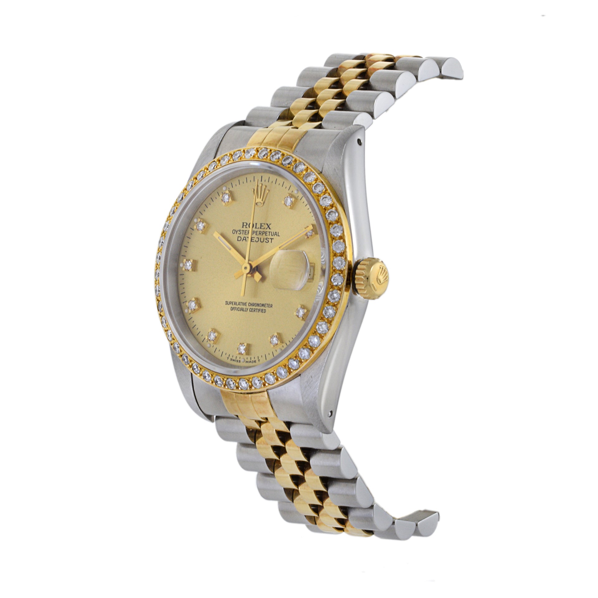 Rolex Datejust 36 reference 16233 Diamond Bezel and Markers Steel and 18K Yellow Gold