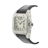 Cartier Santos 100 Large Stainless Steel Watch with Black Alligator Strap
