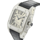 Cartier Santos 100 Large Stainless Steel Watch with Black Alligator Strap