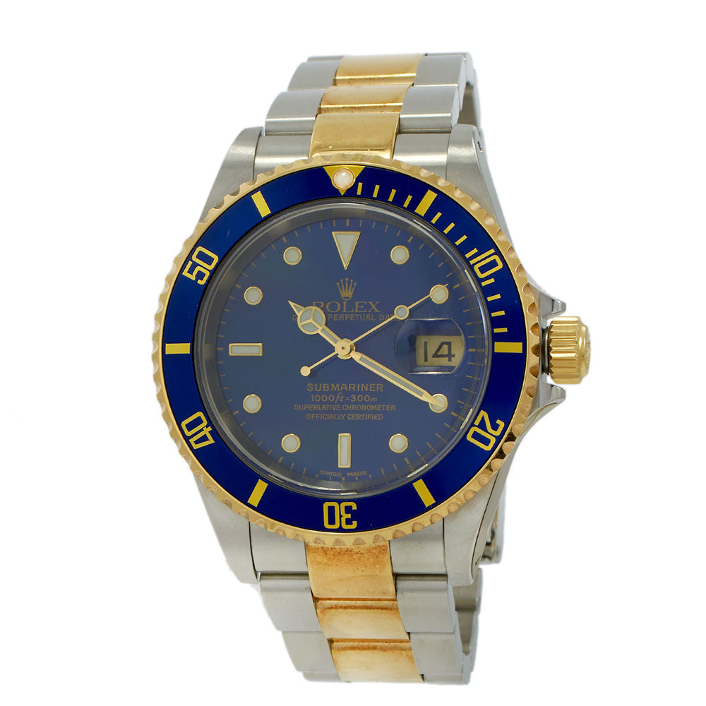 Rolex Two-Tone Blue Submariner 16613 (Box and Papers)