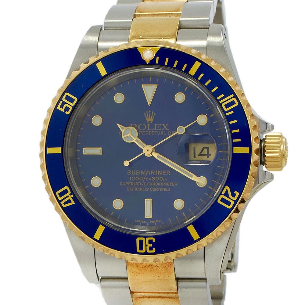 Rolex Two-Tone Blue Submariner 16613 (Box and Papers)