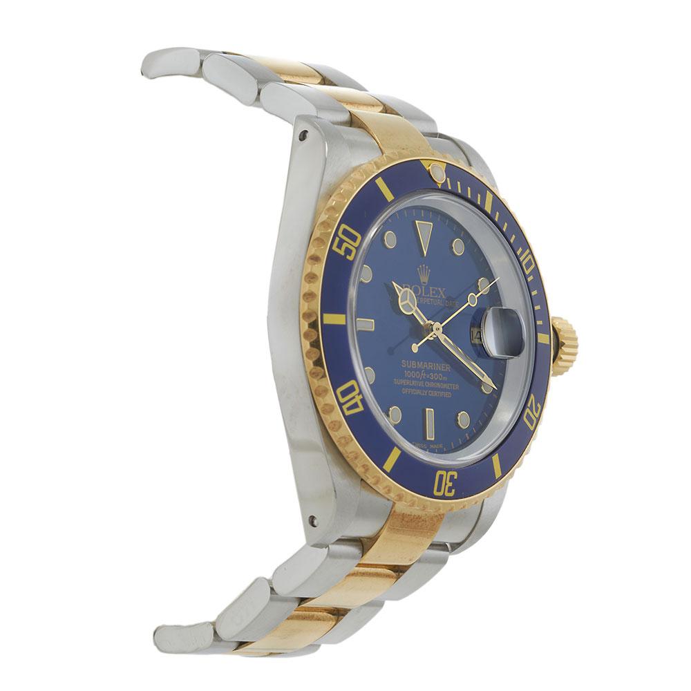 Rolex Two-Tone Blue Submariner 16613 (Box and Papers)