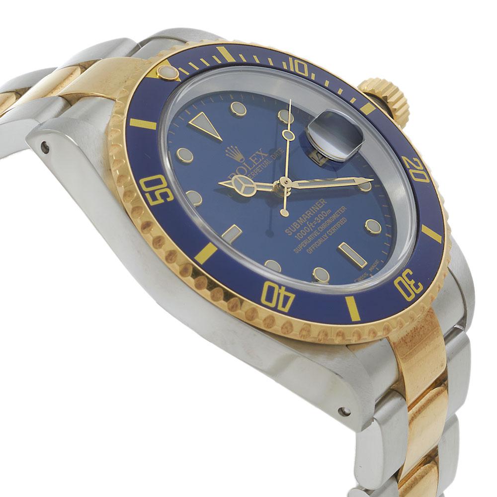 Rolex Two-Tone Blue Submariner 16613 (Box and Papers)