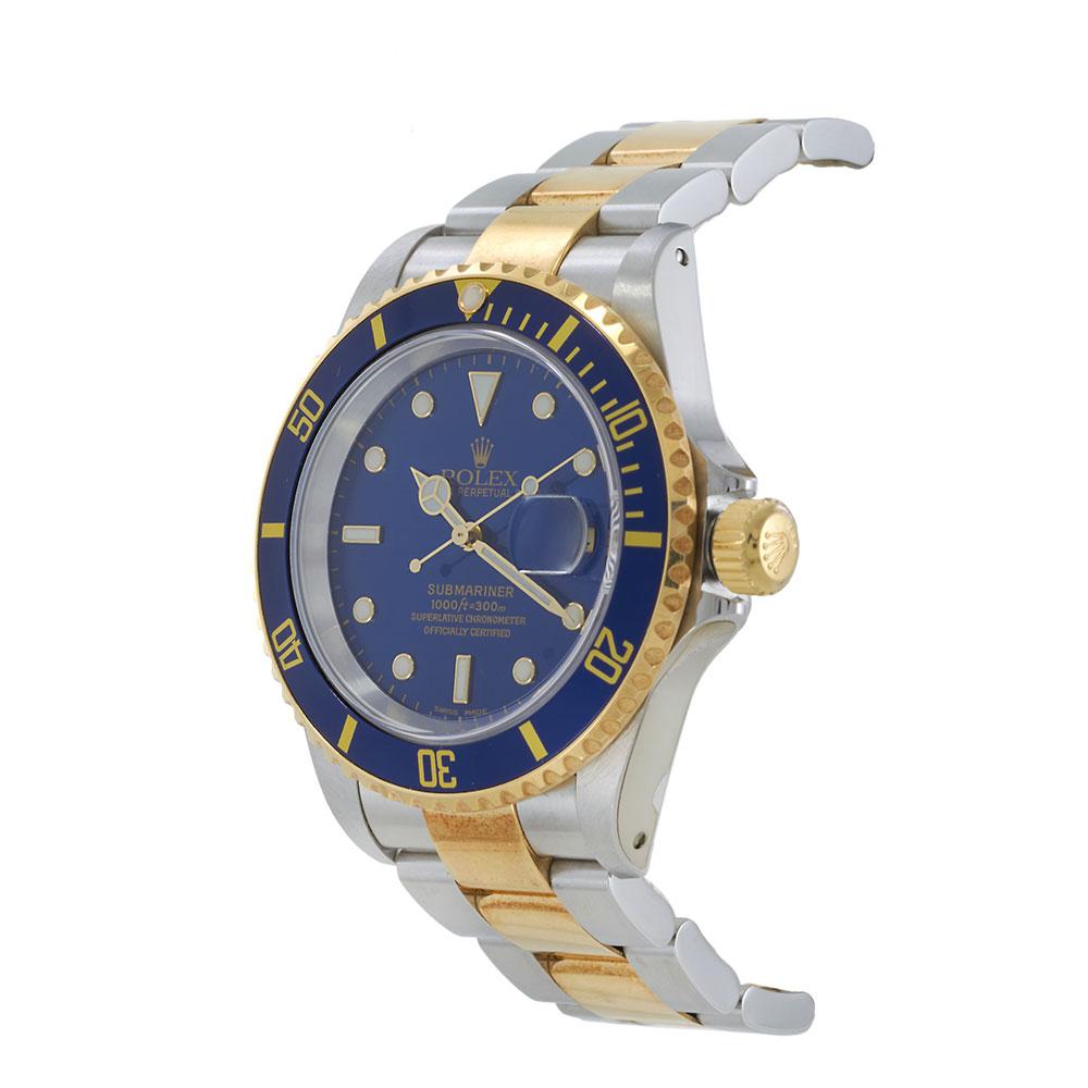 Rolex Two-Tone Blue Submariner 16613 (Box and Papers)