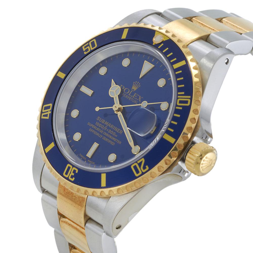 Rolex Two-Tone Blue Submariner 16613 (Box and Papers)