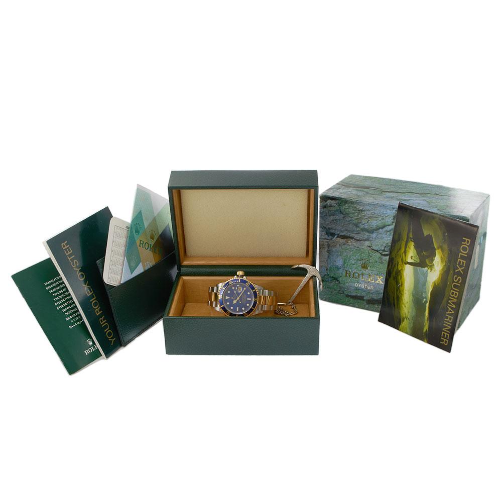 Rolex Two-Tone Blue Submariner 16613 (Box and Papers)