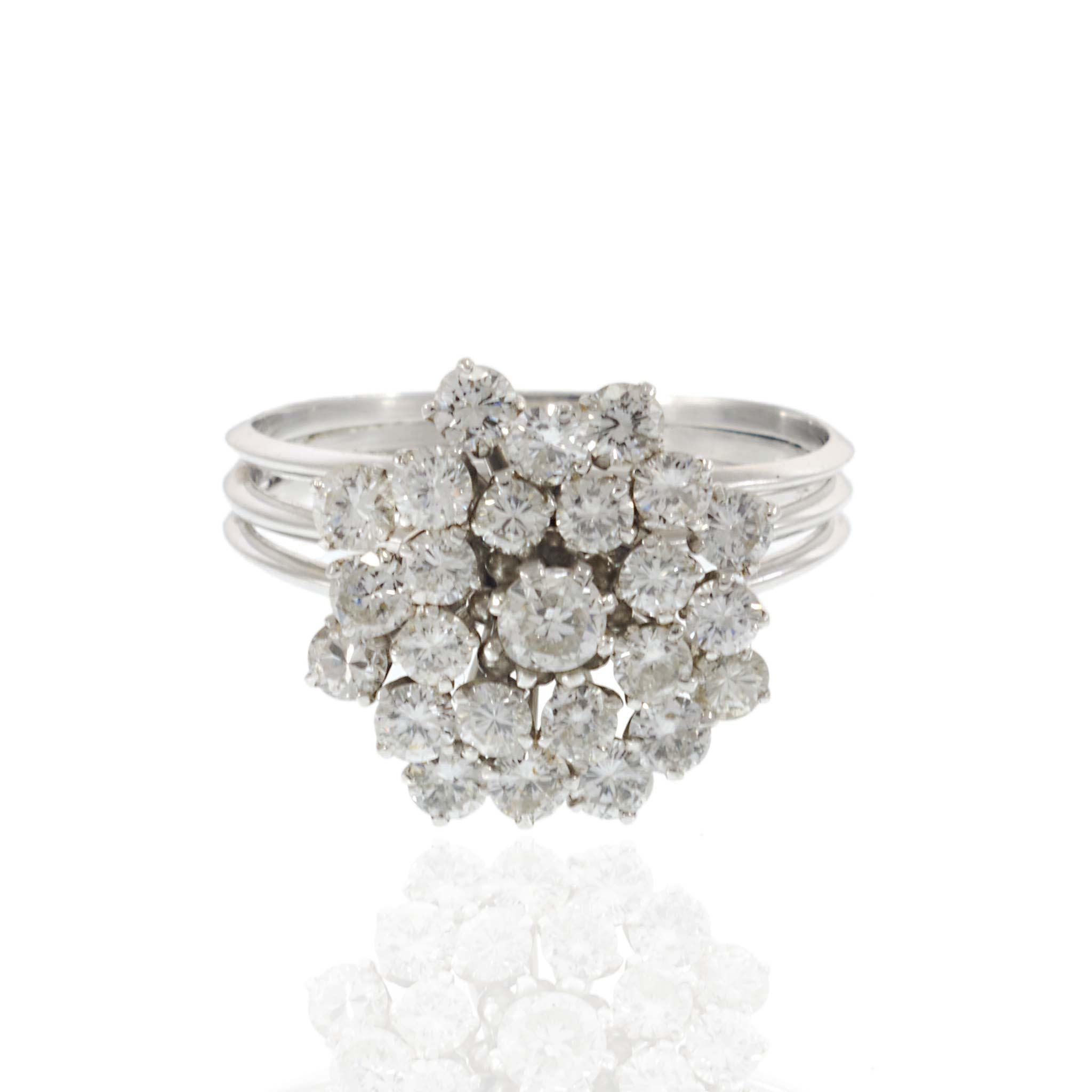 Vintage Platinum Diamond Cluster Ring