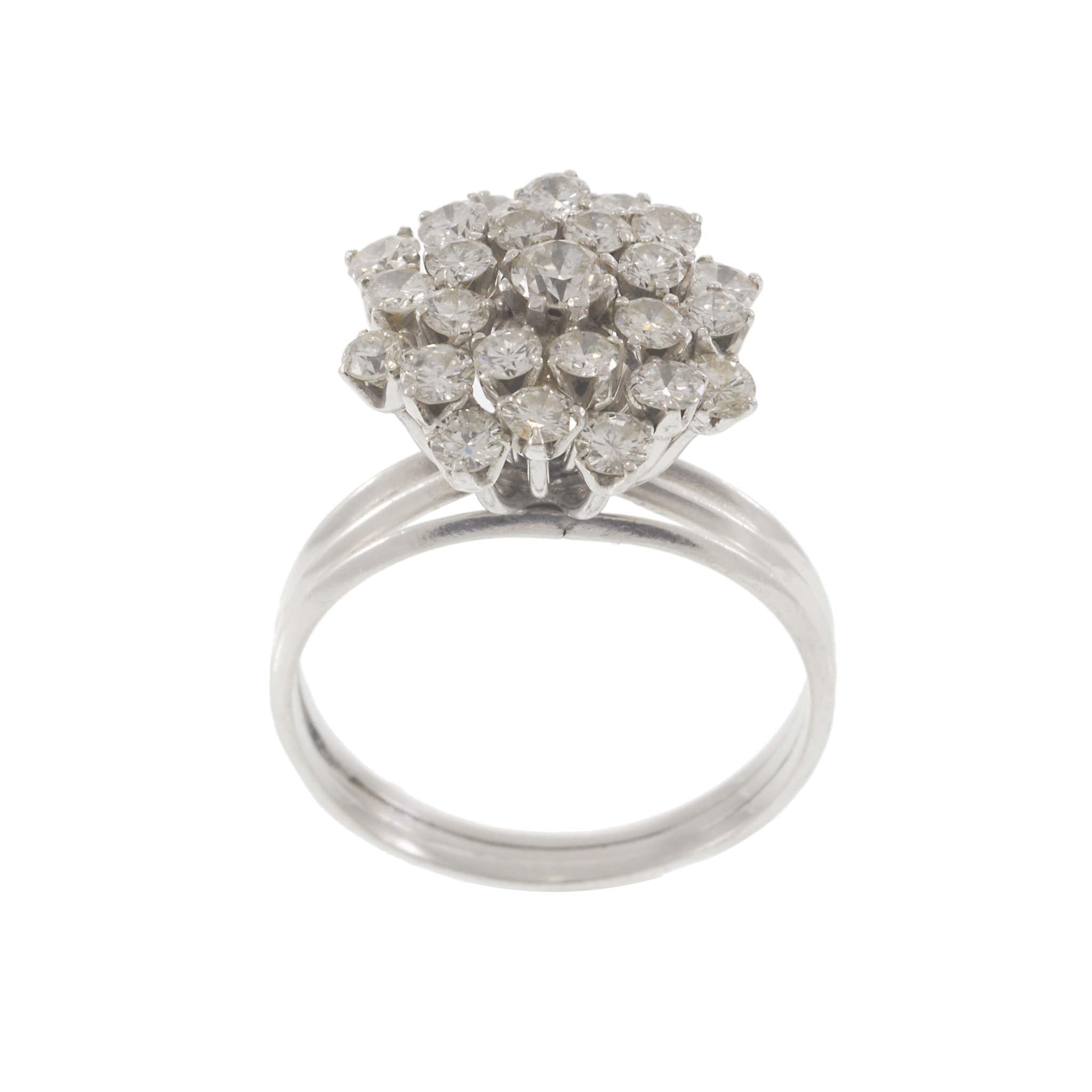 Vintage Platinum Diamond Cluster Ring