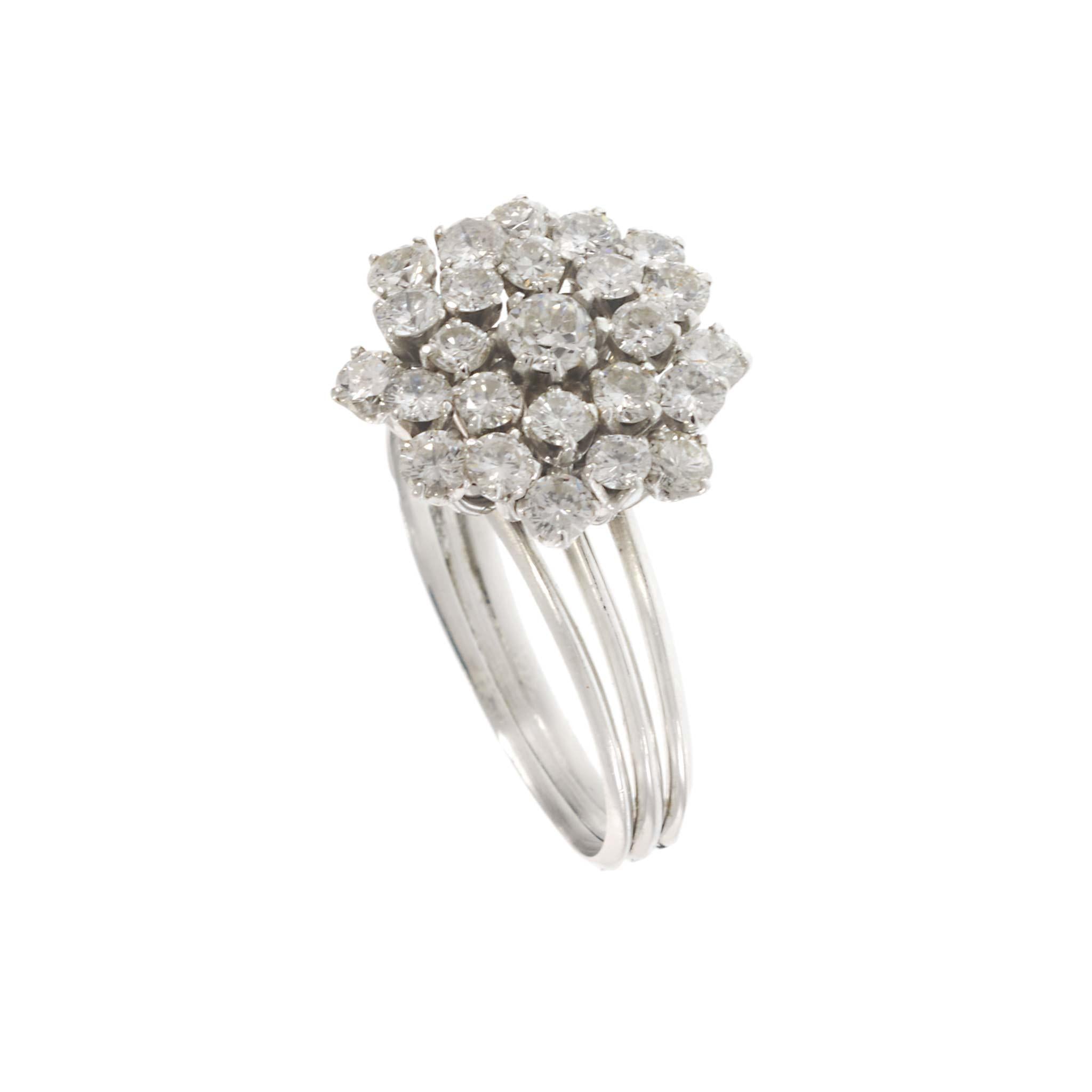 Vintage Platinum Diamond Cluster Ring