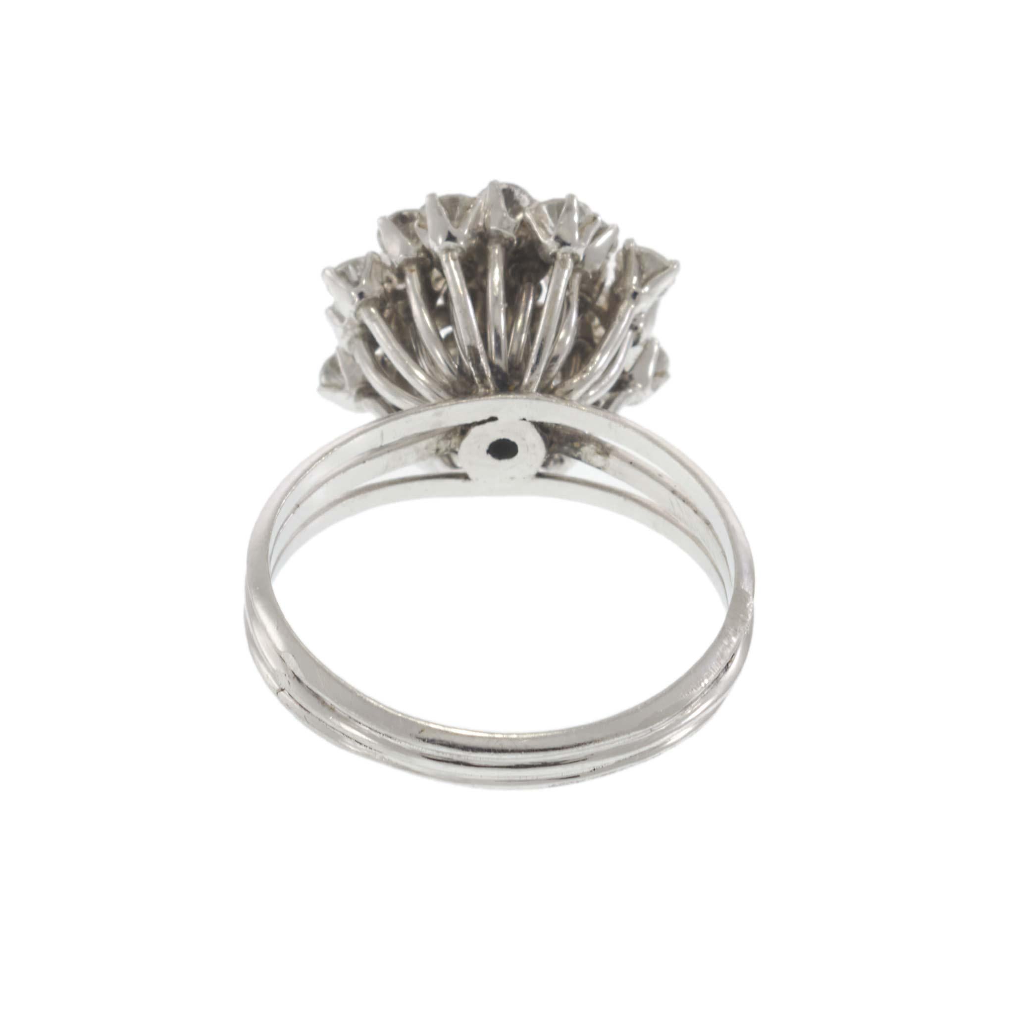 Vintage Platinum Diamond Cluster Ring