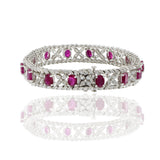 18kt White Gold, Diamond and Ruby Bracelet