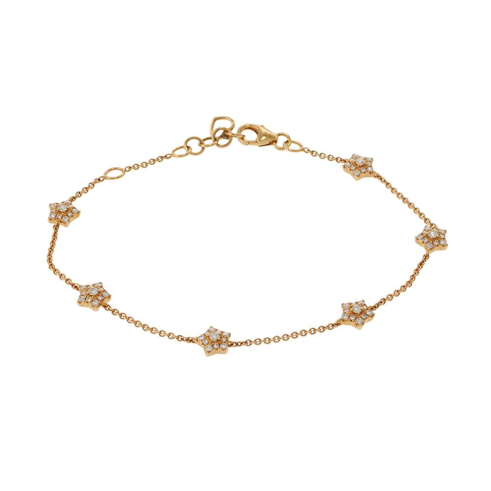 18KT Rose Gold Adjustable Diamond Star Bracelet