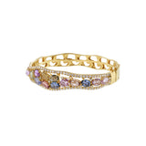18KT Yellow Gold Multi Colored Sapphire And Diamond Bangle